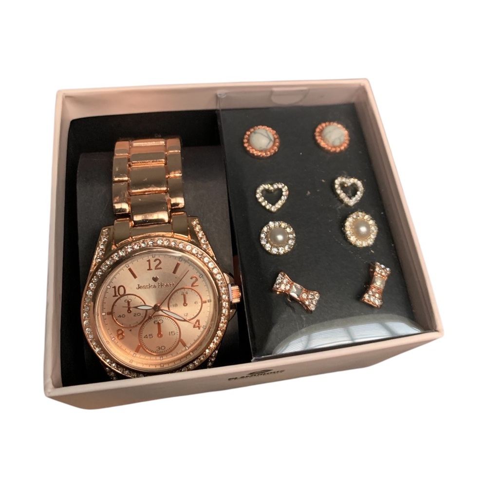 Women’s Gold Watch earrings Set